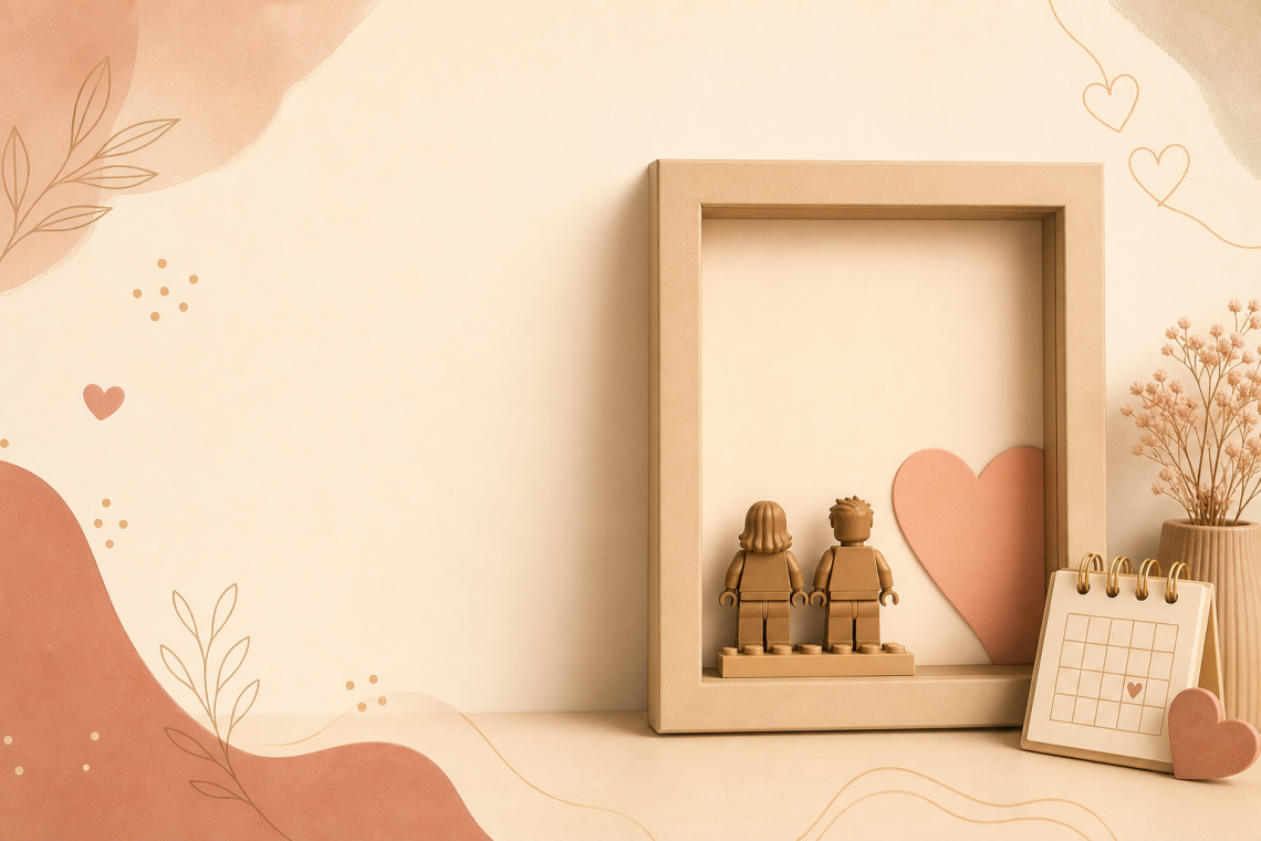 Personalised anniversary minifigure frames in different display formats