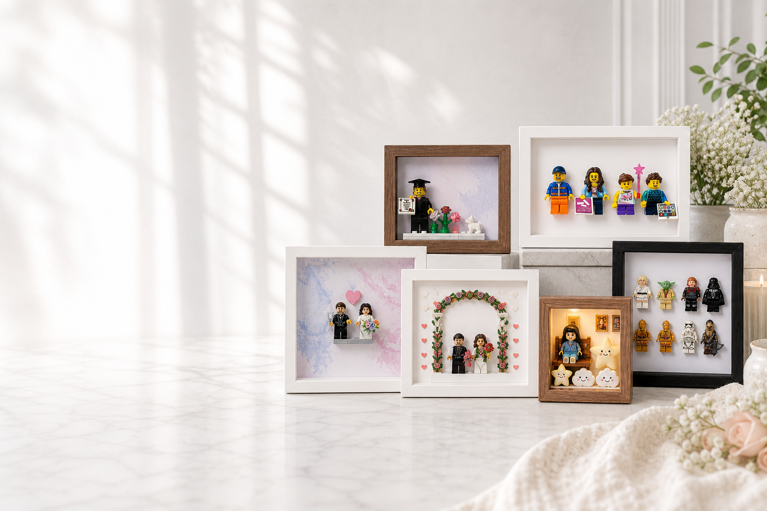 A collection of personalised Frame Story display frames