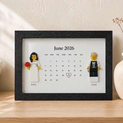 Little Love personalised couple minifigure frame in a landscape layout