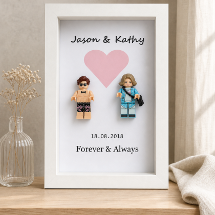 Little Love portrait personalised couple minifigure display frame