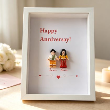 Our Story personalised couple anniversary minifigure display frame